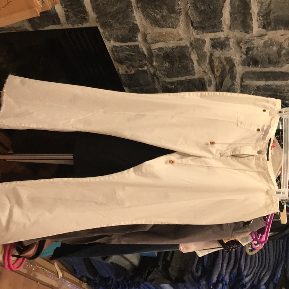 White cotton casual pants